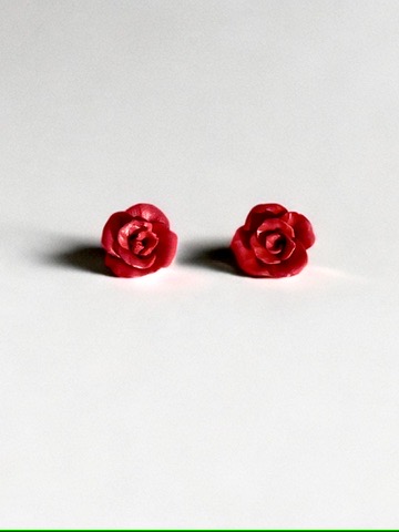 Pendientes Rosa Roja — rositas rojas en miniatura